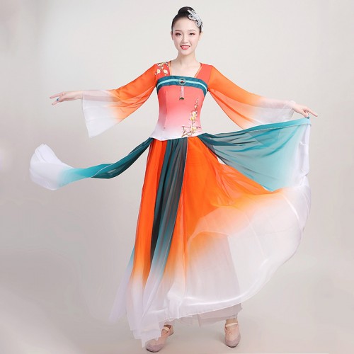 Folk dance clothes women's gauze clothes elegant and fresh new Chinese style dance clothes fan dance suit